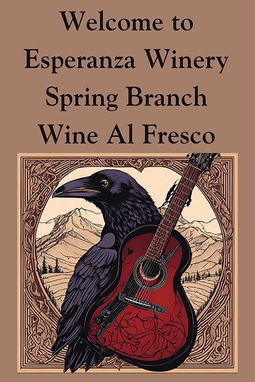 An Al fresco banner bird with red guitar